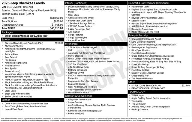 2026 Jeep Cherokee CHEROKEE LAREDO 4X4 2026 Jeep Cherokee CHEROKEE LAREDO 4X4