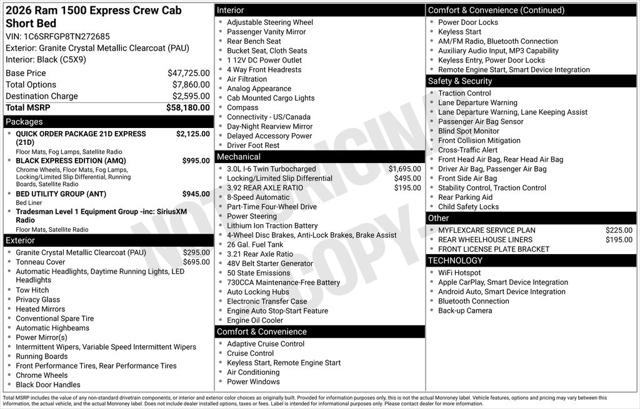 2026 RAM Ram 1500 RAM 1500 EXPRESS CREW CAB 4X4 57 BOX