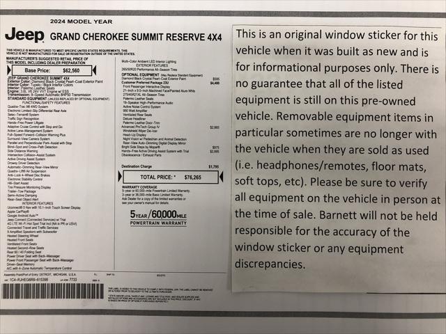 2024 Jeep Grand Cherokee Summit Reserve 4x4 2024 Jeep Grand Cherokee Summit Reserve 4x4
