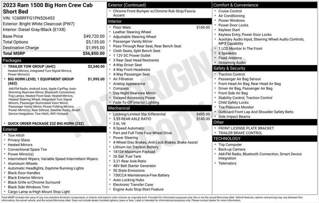 2023 RAM 1500 Big Horn Crew Cab 4x4 57 Box 2023 RAM 1500 Big Horn Crew Cab 4x4 57 Box