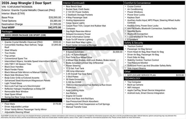 2026 Jeep Wrangler Sport