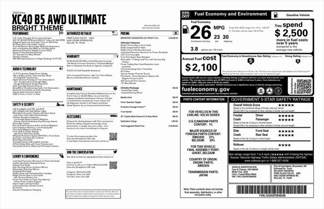 2023 Volvo XC40 B5 Ultimate Bright Theme 2023 Volvo XC40 B5 Ultimate Bright Theme