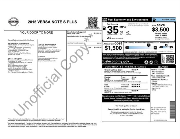 2015 Nissan Versa Note S Plus 2015 Nissan Versa Note S Plus