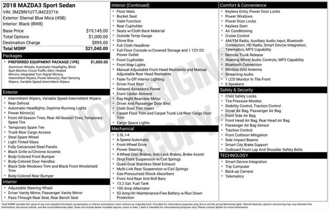 2018 Mazda Mazda3 Sport 2018 Mazda Mazda3 Sport