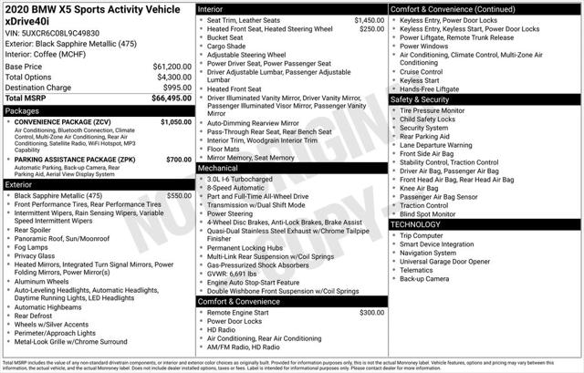 2020 BMW X5 xDrive40i 2020 BMW X5 xDrive40i