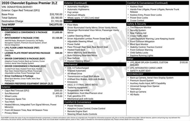 2020 Chevrolet Equinox AWD Premier 2.0L Turbo 2020 Chevrolet Equinox AWD Premier 2.0L Turbo