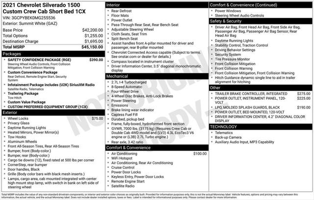 2021 Chevrolet Silverado 1500 4WD Crew Cab Short Bed Custom