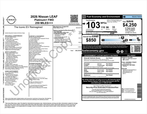 2026 Nissan LEAF PLATINUM+