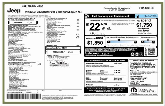 2021 Jeep Wrangler Unlimited 80th Anniversary 4x4