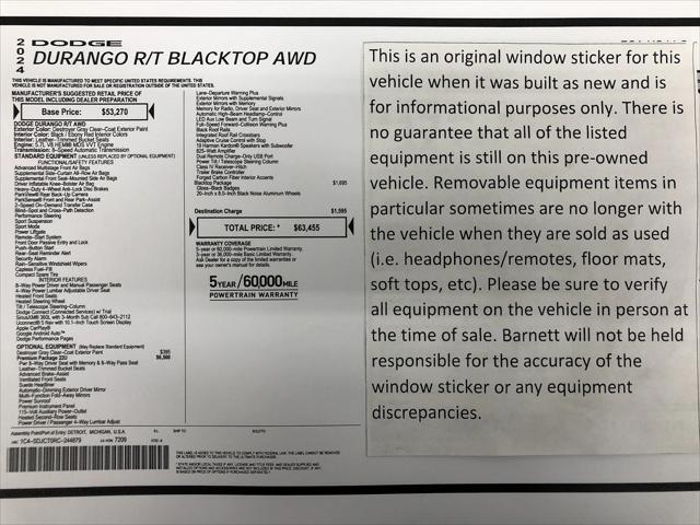 2024 Dodge Durango R/T Premium AWD 2024 Dodge Durango R/T Premium AWD
