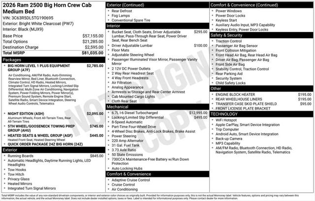 2026 Ram 2500 Big Horn Crew Cab 4x4 6'4" Box