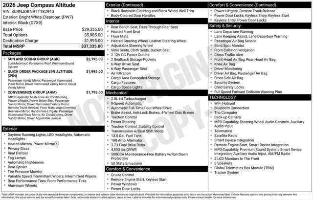 2026 Jeep Compass Latitude Altitude