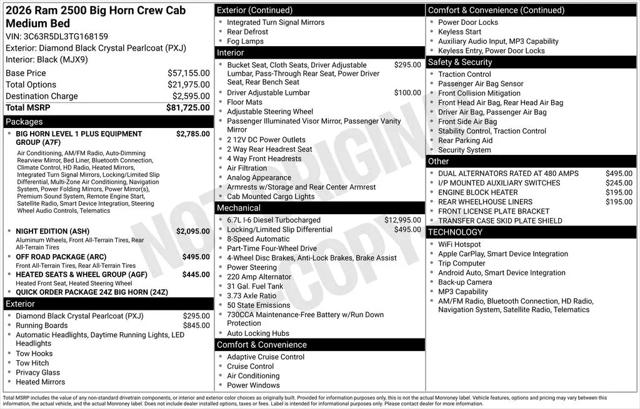 2026 Ram 2500 Big Horn Crew Cab 4x4 6'4" Box