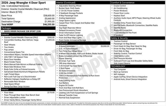 2026 Jeep Wrangler 4-Door Sport