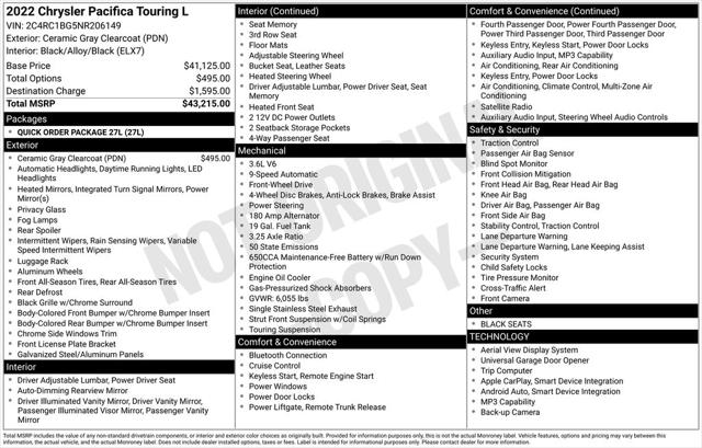 2022 Chrysler Pacifica Touring L 2022 Chrysler Pacifica Touring L
