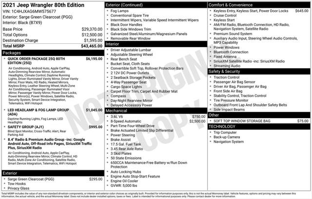 2021 Jeep Wrangler 80th Anniversary 4x4