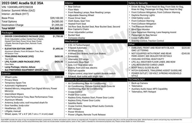 2023 GMC Acadia AWD SLE 2023 GMC Acadia AWD SLE