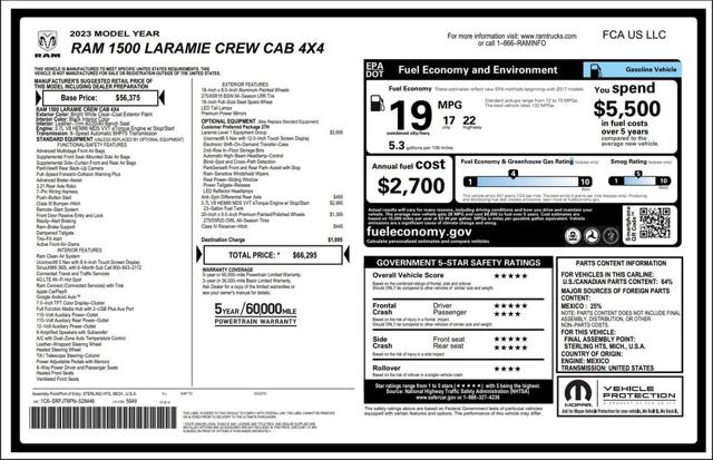 2023 RAM 1500 Laramie Crew Cab 4x4 57 Box 2023 RAM 1500 Laramie Crew Cab 4x4 57 Box