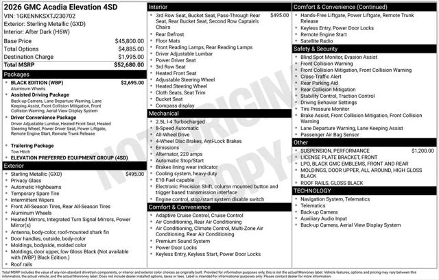 2026 GMC Acadia Elevation AWD