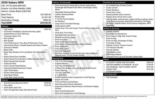 2020 Subaru WRX Base