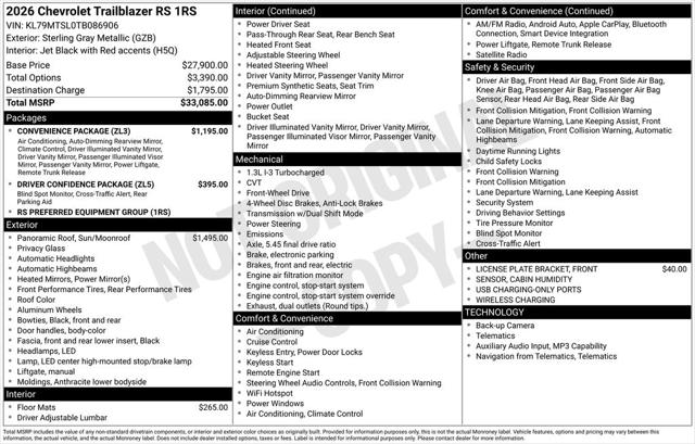 2026 Chevrolet TrailBlazer FWD RS
