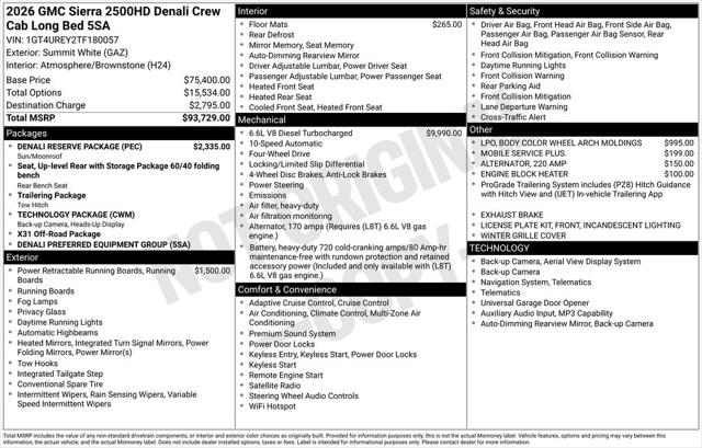 2026 GMC Sierra 2500HD Crew Cab, Long Bed, Denali, 4WD