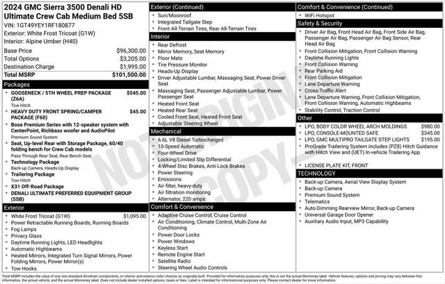 2024 GMC Sierra 3500HD 4WD Crew Cab Standard Bed Denali Ultimate