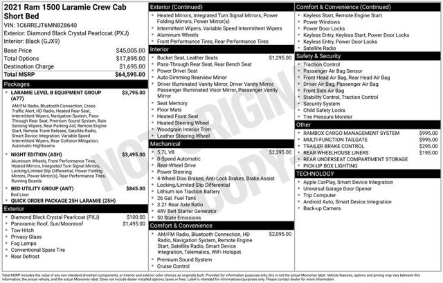 2021 RAM 1500 Laramie Crew Cab 4x2 57 Box 2021 RAM 1500 Laramie Crew Cab 4x2 57 Box