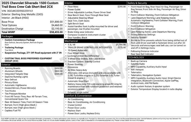 Used 2025 Chevrolet Silverado 1500 4WD Crew Cab Short Bed Custom Trail Boss For Sale in Muscle Shoals, AL