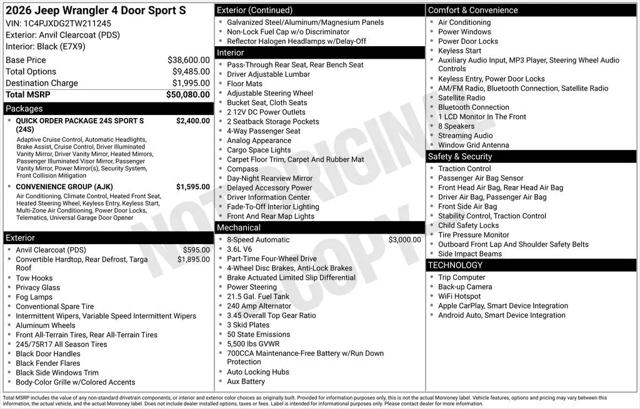 2026 Jeep Wrangler Sport S
