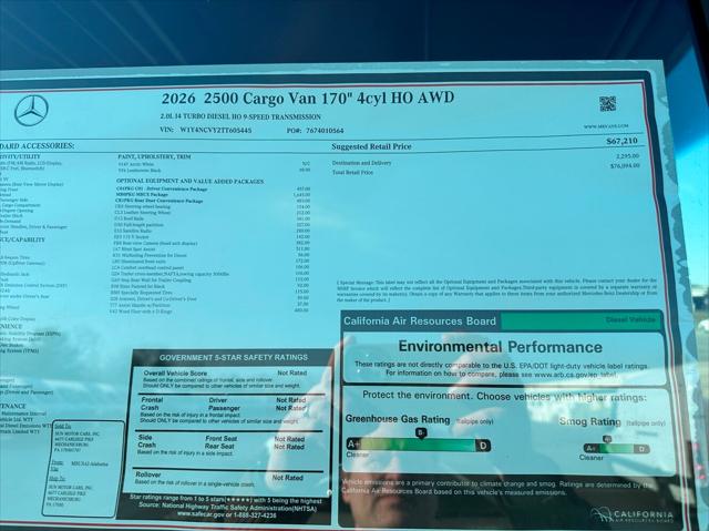 2026 Mercedes-Benz Sprinter 2500 DCAA2L All Wheel Drive Diesel