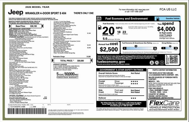 2026 Jeep Wrangler WRANGLER 4-DOOR SPORT S
