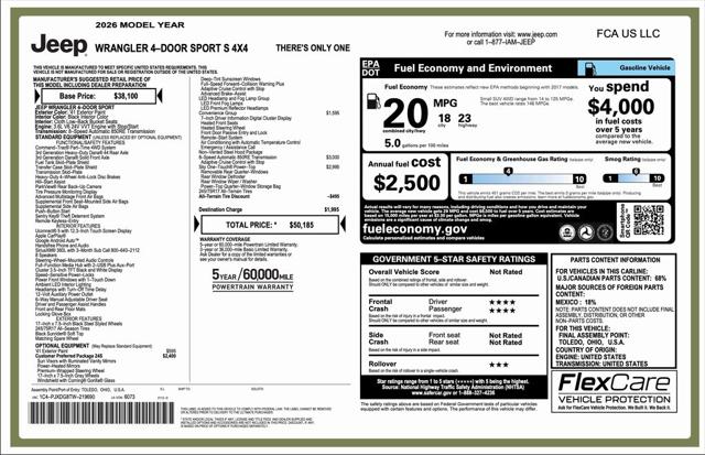 2026 Jeep Wrangler WRANGLER 4-DOOR SPORT S