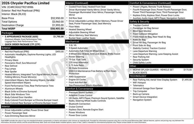 2026 Chrysler Pacifica Limited AWD