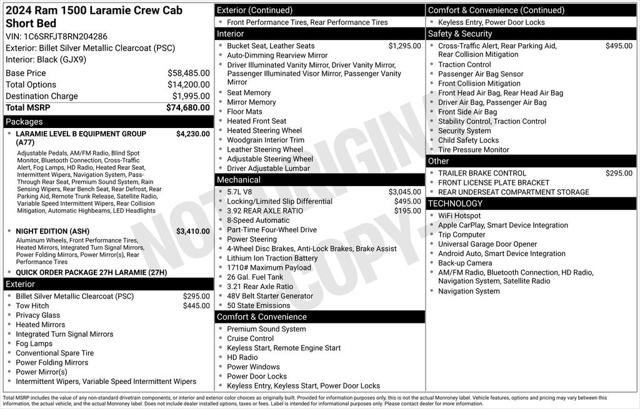 2024 RAM 1500 Laramie Crew Cab 4x4 57 Box