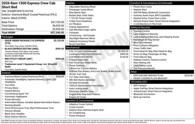 2026 RAM Ram 1500 RAM 1500 EXPRESS CREW CAB 4X4 57 BOX