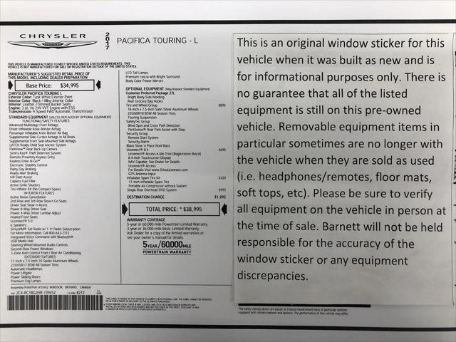 2017 Chrysler Pacifica Touring-L 2017 Chrysler Pacifica Touring-L