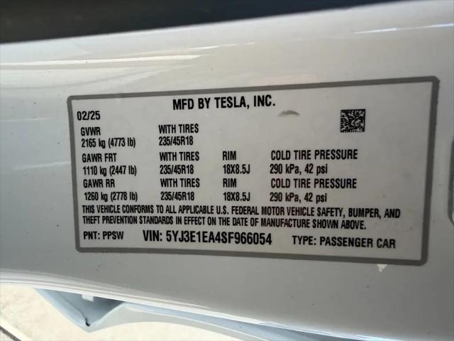 2025 Tesla Model 3 Long Range Rear-Wheel Drive