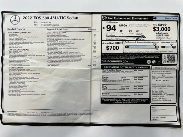 2022 Mercedes-Benz EQS 580 Sedan 4MATIC