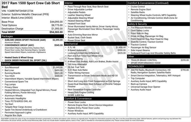 2017 RAM 1500 Sport Crew Cab 4x4 57 Box 2017 RAM 1500 Sport Crew Cab 4x4 57 Box