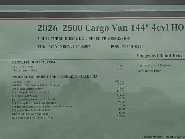 2026 Mercedes-Benz Sprinter 2500 Unknown