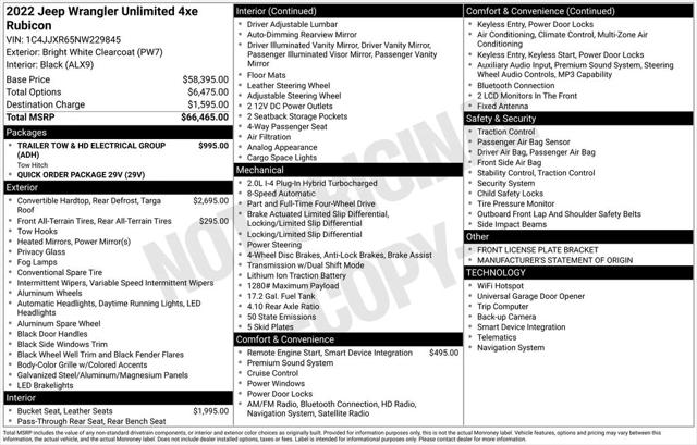 2022 Jeep Wrangler 4xe Unlimited Rubicon 4x4 2022 Jeep Wrangler 4xe Unlimited Rubicon 4x4