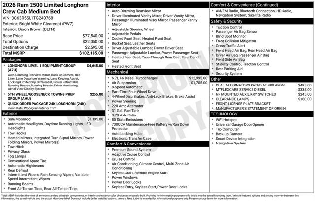 2026 Ram 2500 Limited Longhorn Crew Cab 4x4 6'4" Box