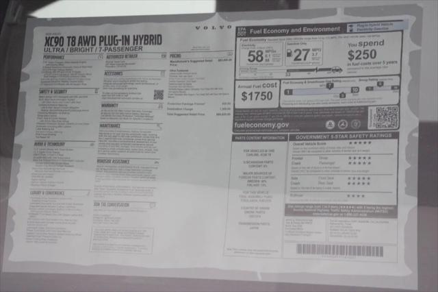 2026 Volvo XC90 Plug-In Hybrid Ultra, T8 AWD, Electric/Gasoline, Bright, 7 Seats