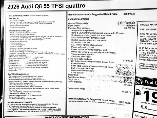 2026 Audi Q8 Premium Plus 55 TFSI quattro Tiptronic