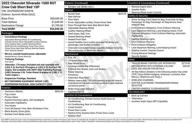 2022 Chevrolet Silverado 1500 2WD Crew Cab Short Bed RST