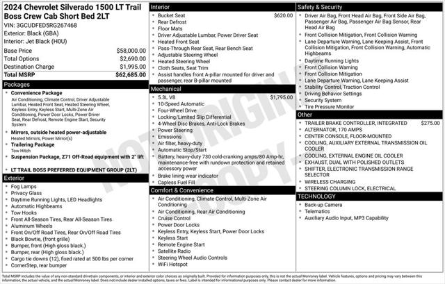 2024 Chevrolet Silverado 1500 4WD Crew Cab Short Bed LT Trail Boss 2024 Chevrolet Silverado 1500 4WD Crew Cab Short Bed LT Trail Boss