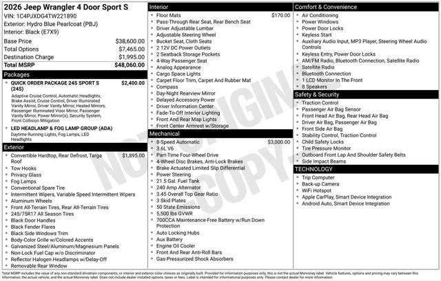 2026 Jeep Wrangler 4-Door Sport S 4x4