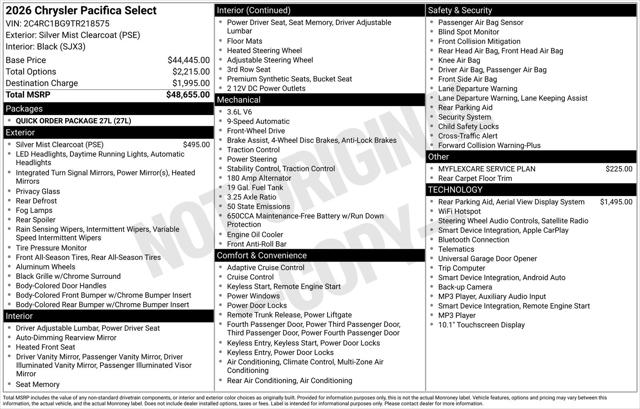 2026 Chrysler Pacifica Select