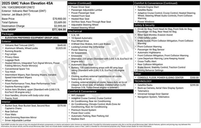 2025 GMC Yukon 4WD Elevation 2025 GMC Yukon 4WD Elevation